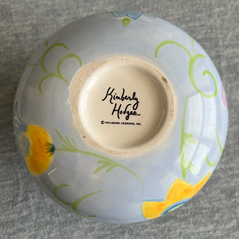 Kimberly Hodges Hallmark Floral Ceramic Vase with Blue‎ and Green Accents Spring
